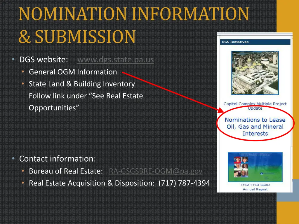 nomination information submission