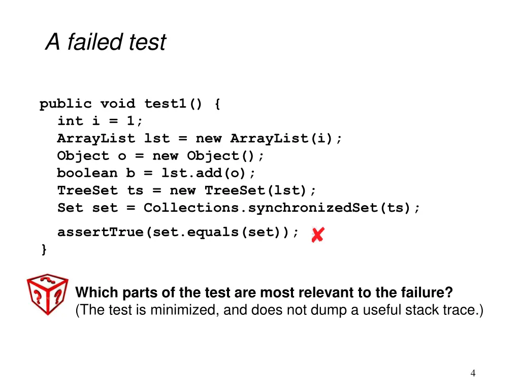 a failed test