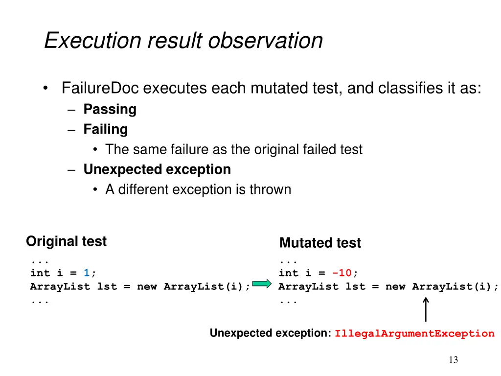 execution result observation