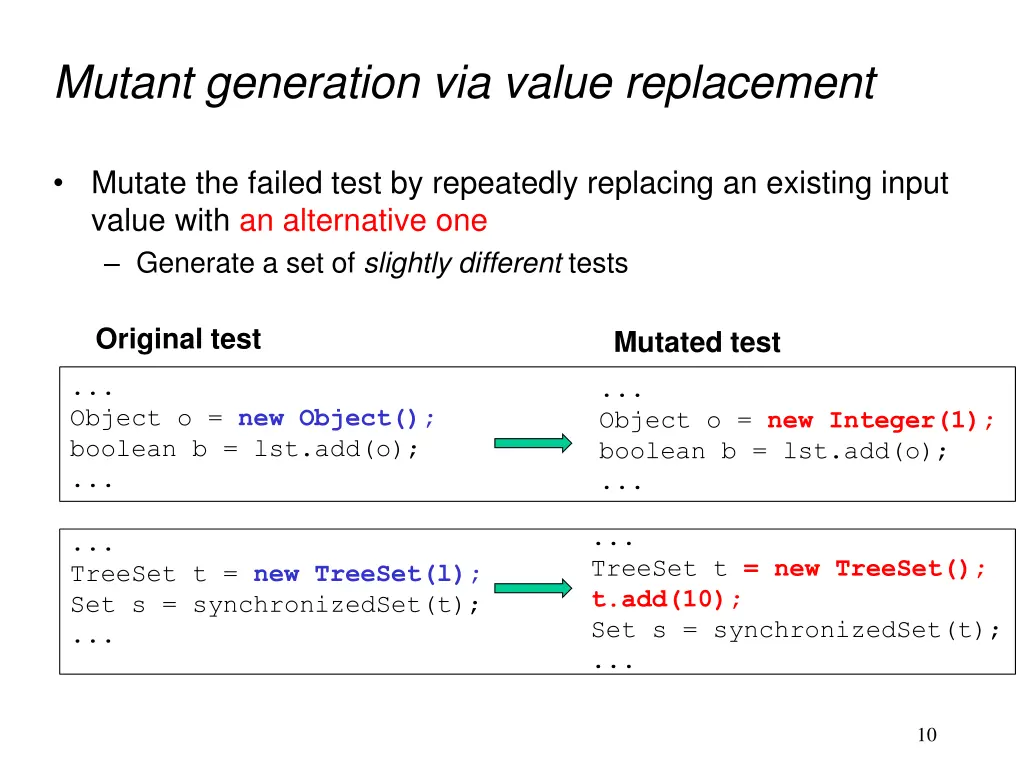 mutant generation via value replacement