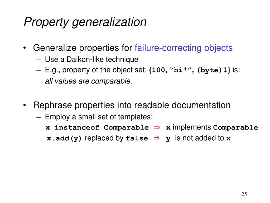 property generalization
