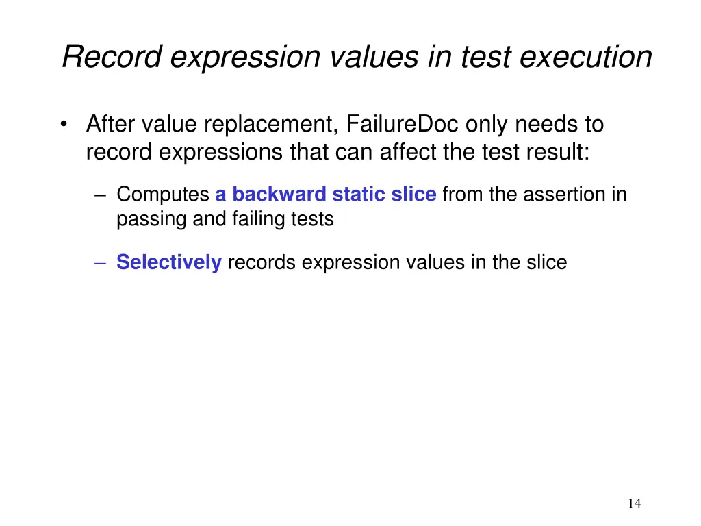 record expression values in test execution