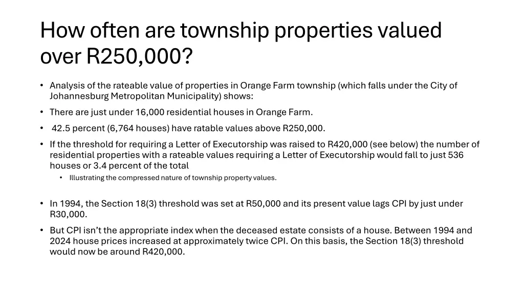 how often are township properties valued over
