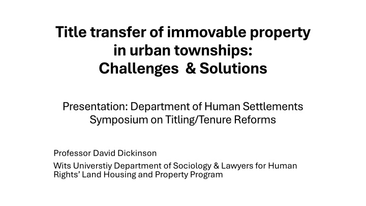 title transfer of immovable property in urban
