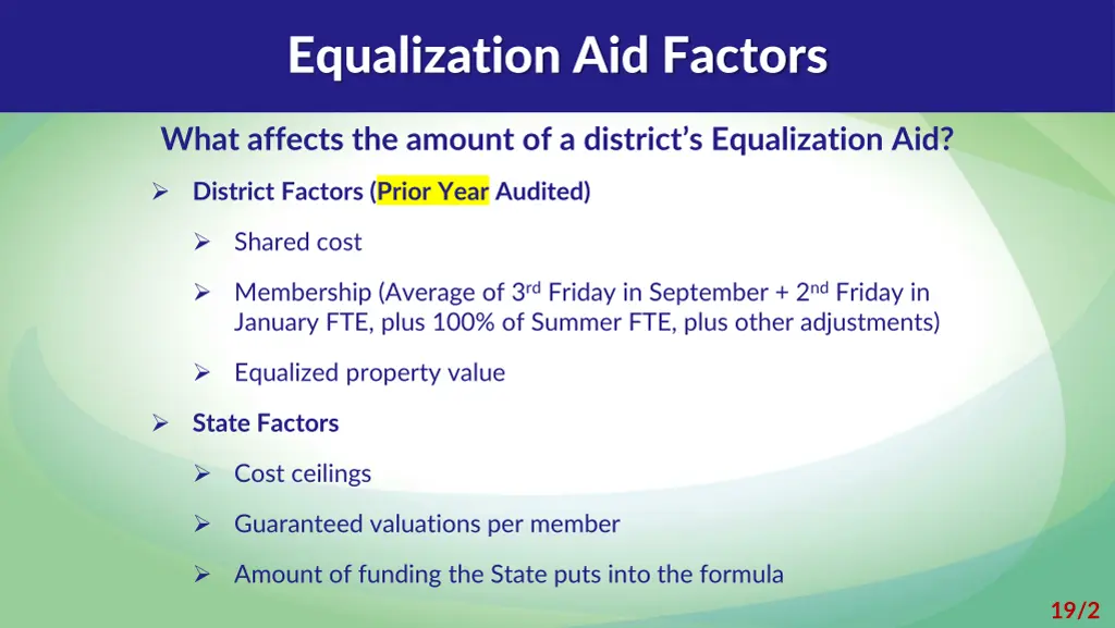 equalization aid factors