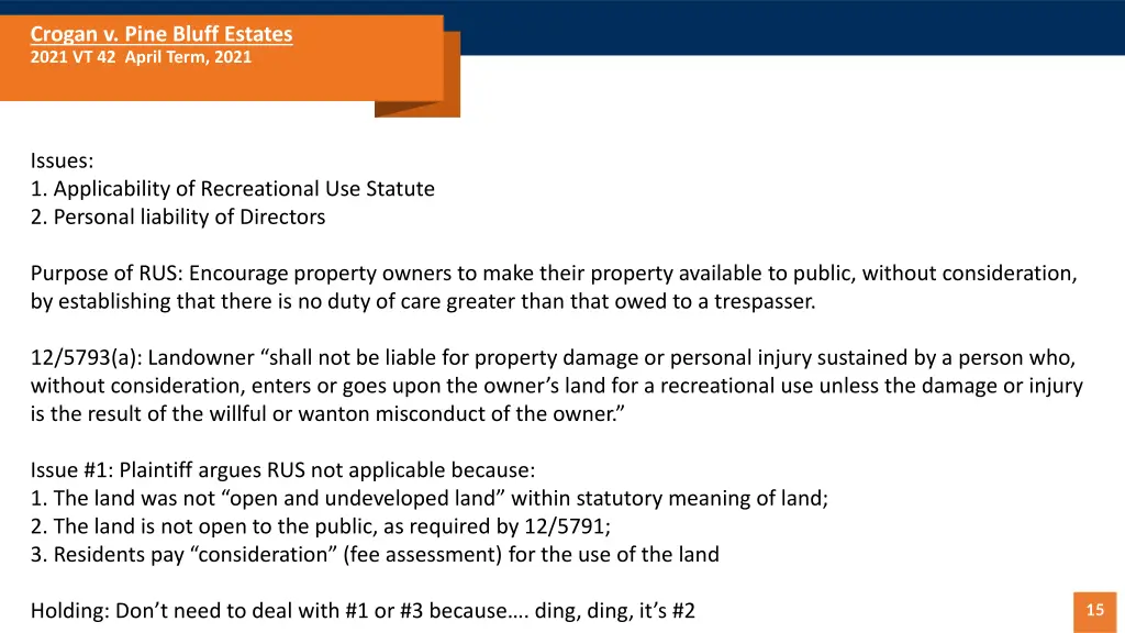 crogan v pine bluff estates 2021 vt 42 april term 1