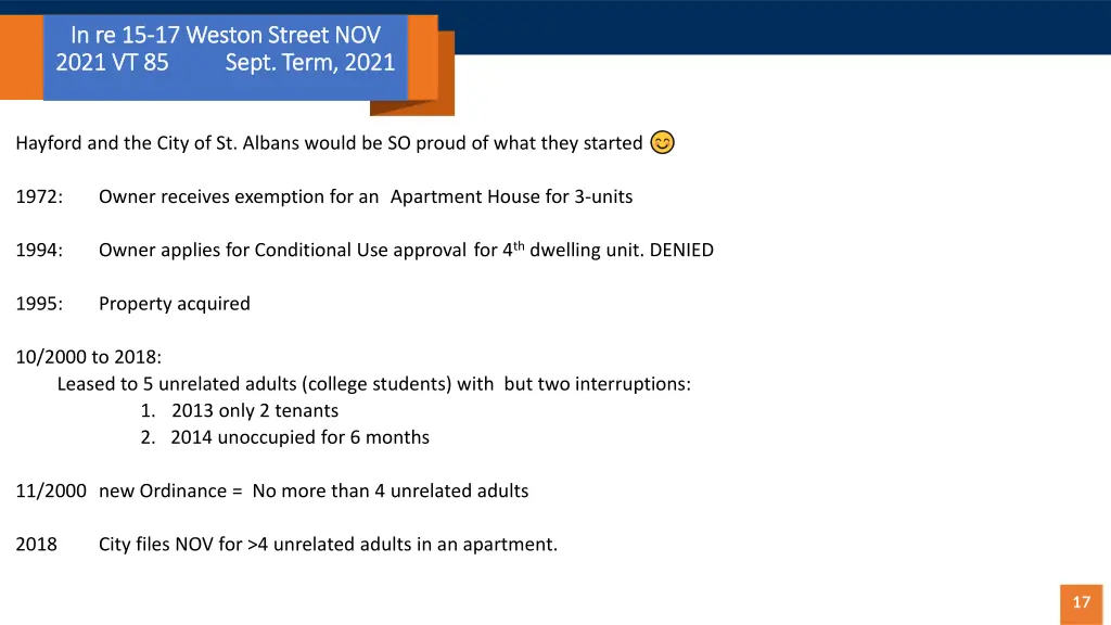 in re 15 in re 15 17 weston street nov 17 weston