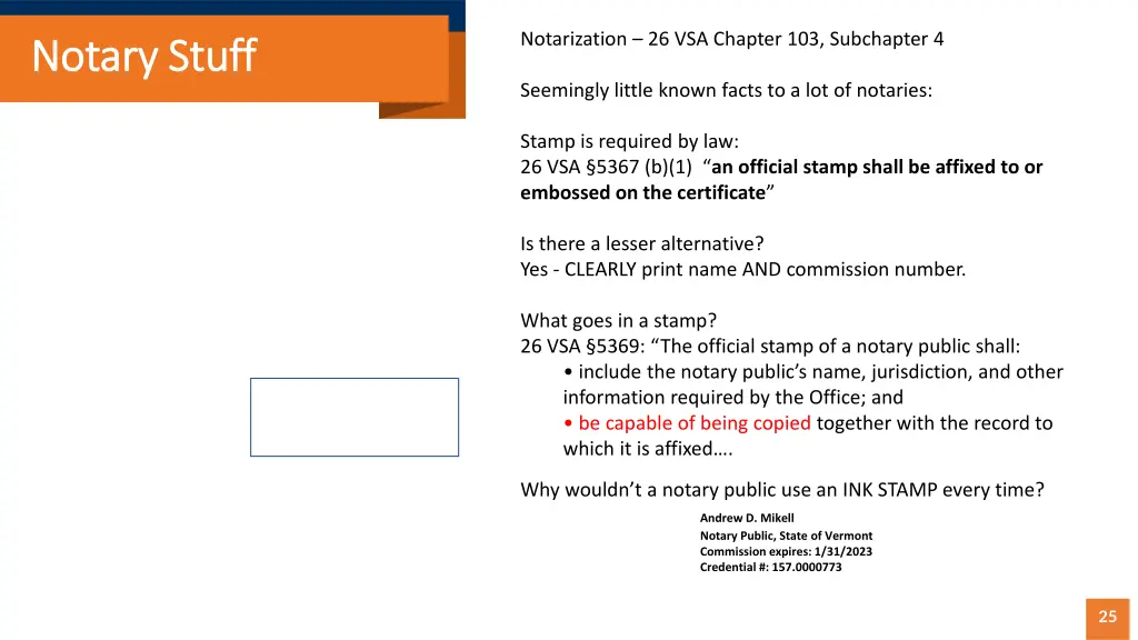 notarization 26 vsa chapter 103 subchapter 4