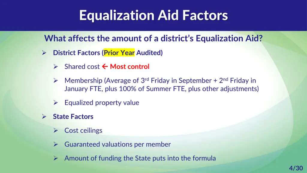 equalization aid factors
