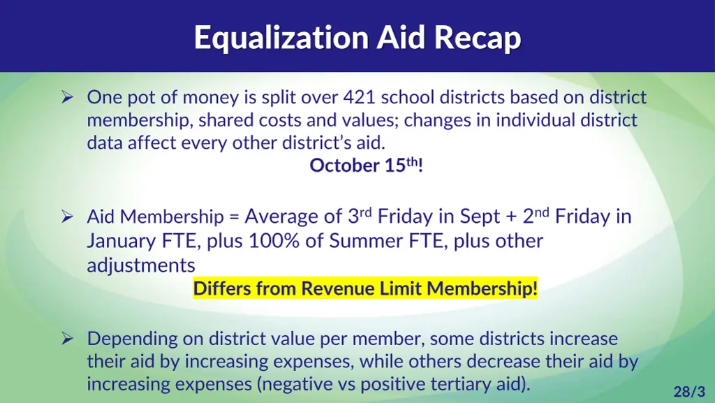 equalization aid recap