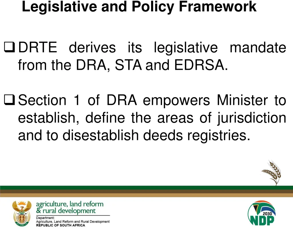 legislative and policy framework