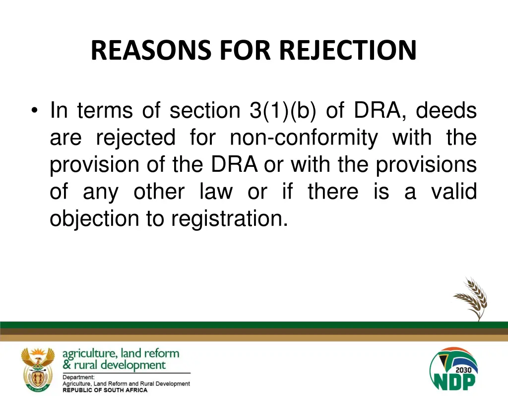 reasons for rejection