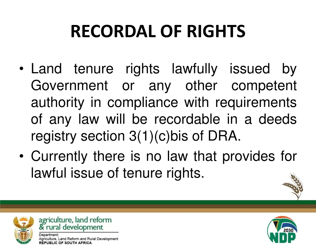 recordal of rights