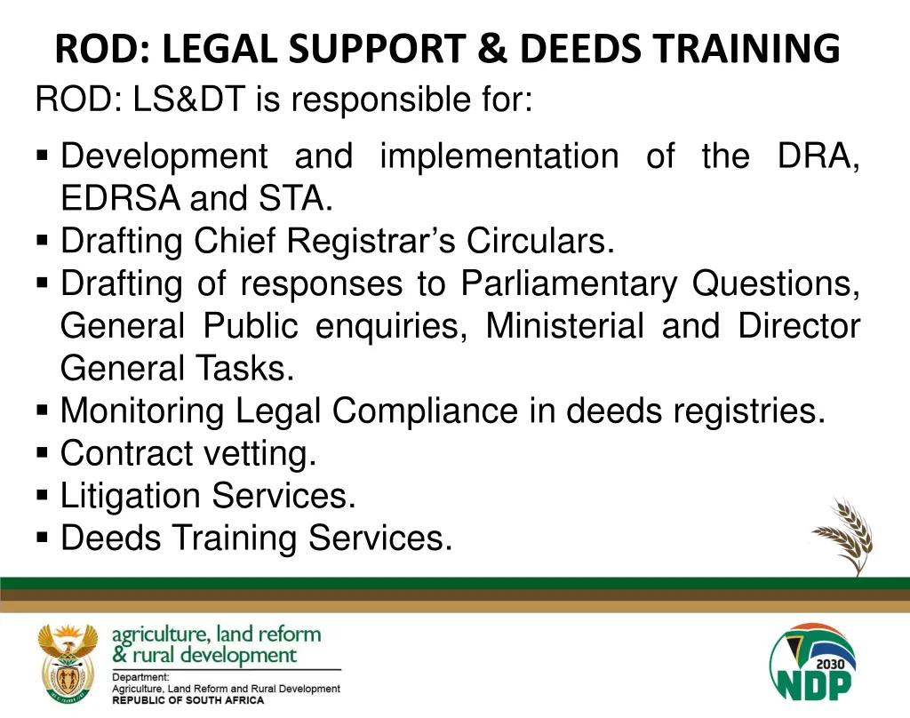 rod legal support deeds training