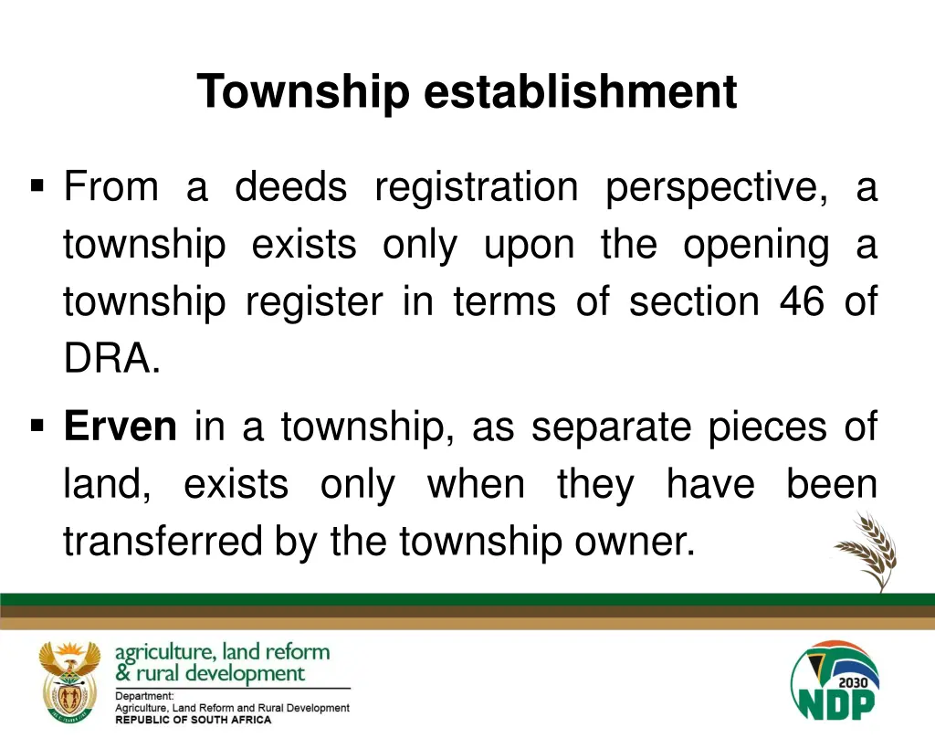 township establishment 1