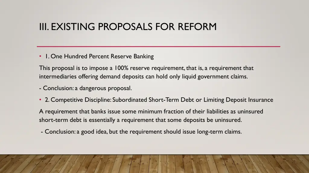 iii existing proposals for reform