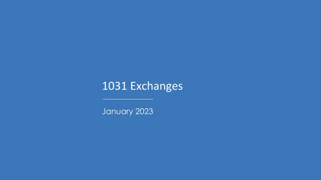 1031 exchanges