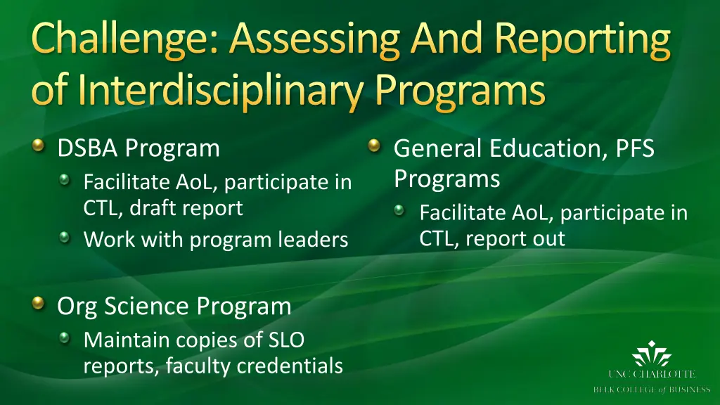challenge assessing and reporting