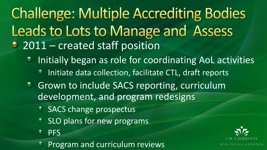 challenge multiple accrediting bodies leads