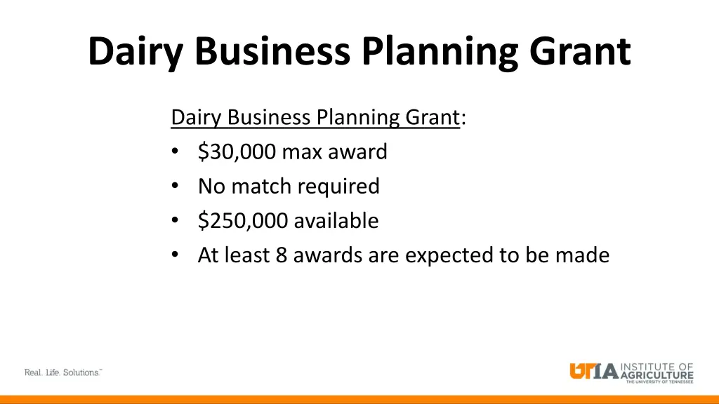 dairy business planning grant