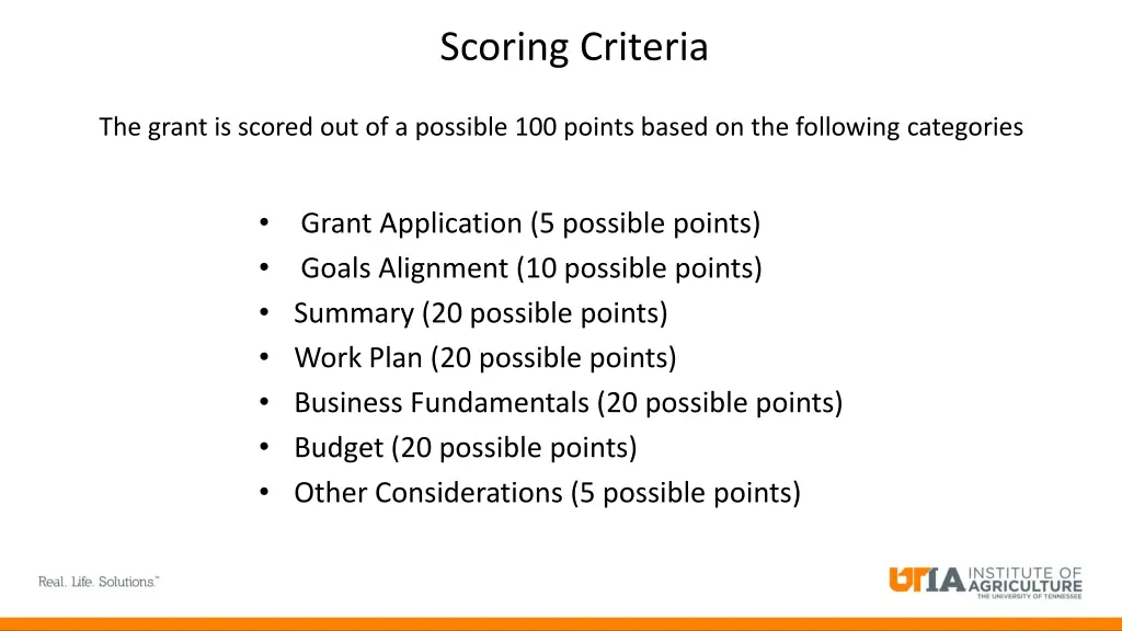 scoring criteria