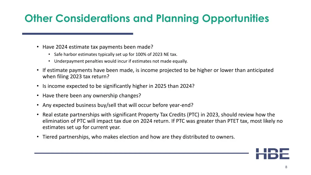 other considerations and planning opportunities