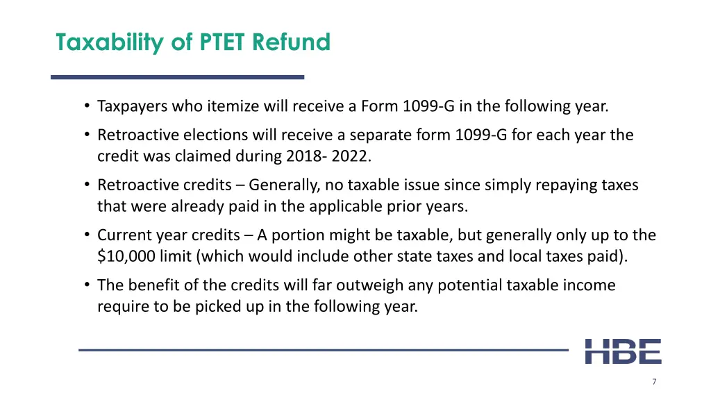 taxability of ptet refund