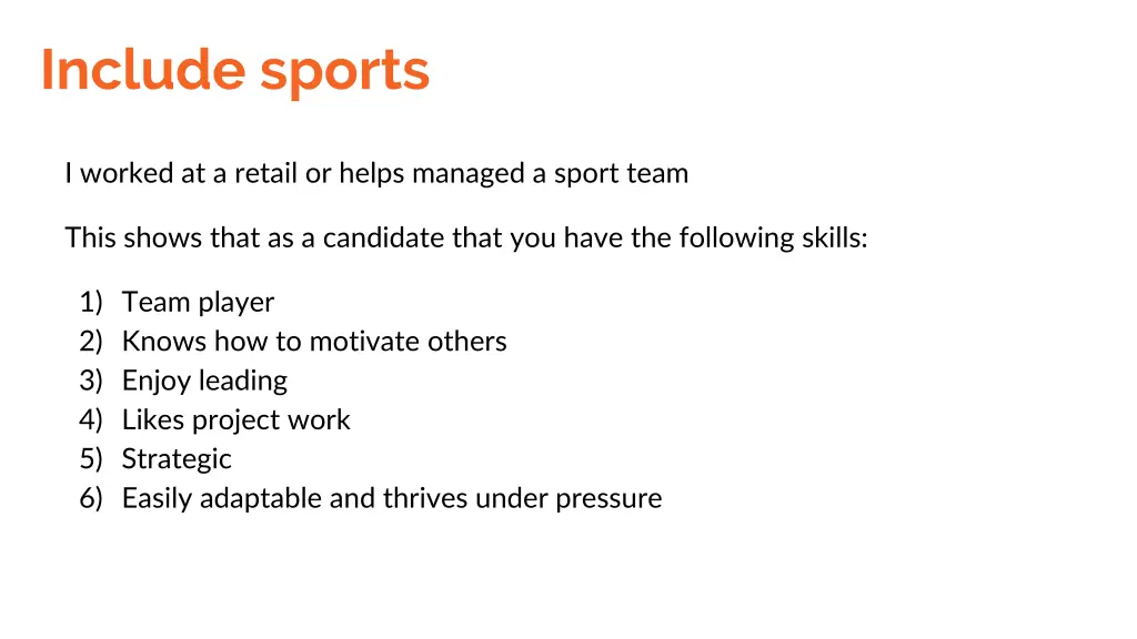 include sports