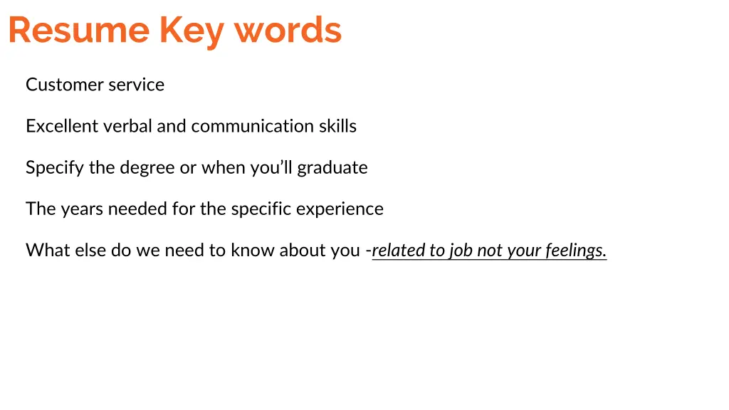 resume key words