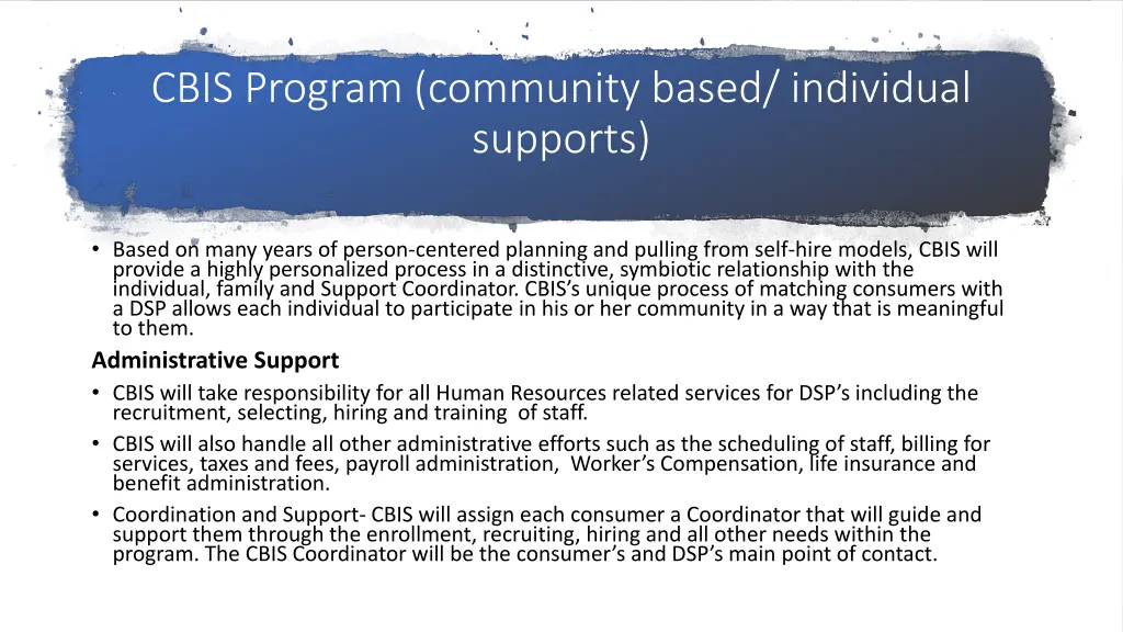 cbis program community based individual supports