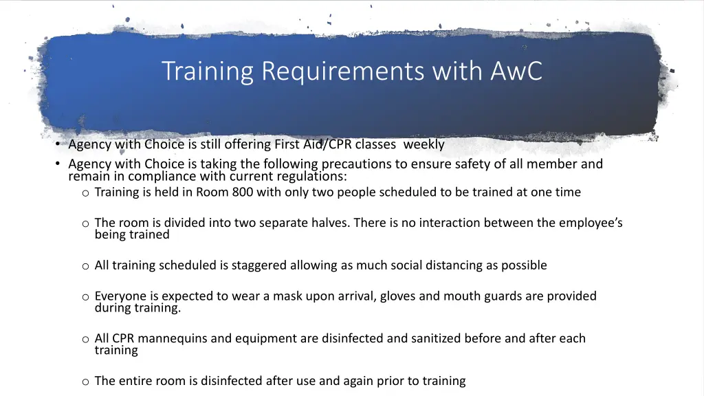 training requirements with awc