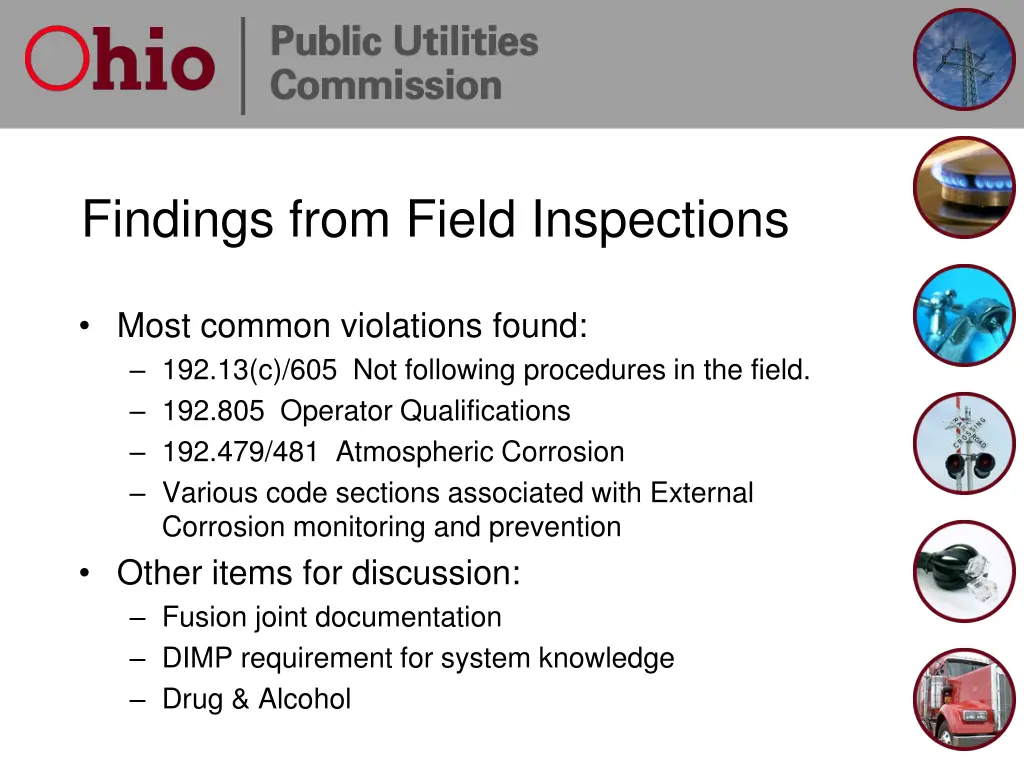 findings from field inspections