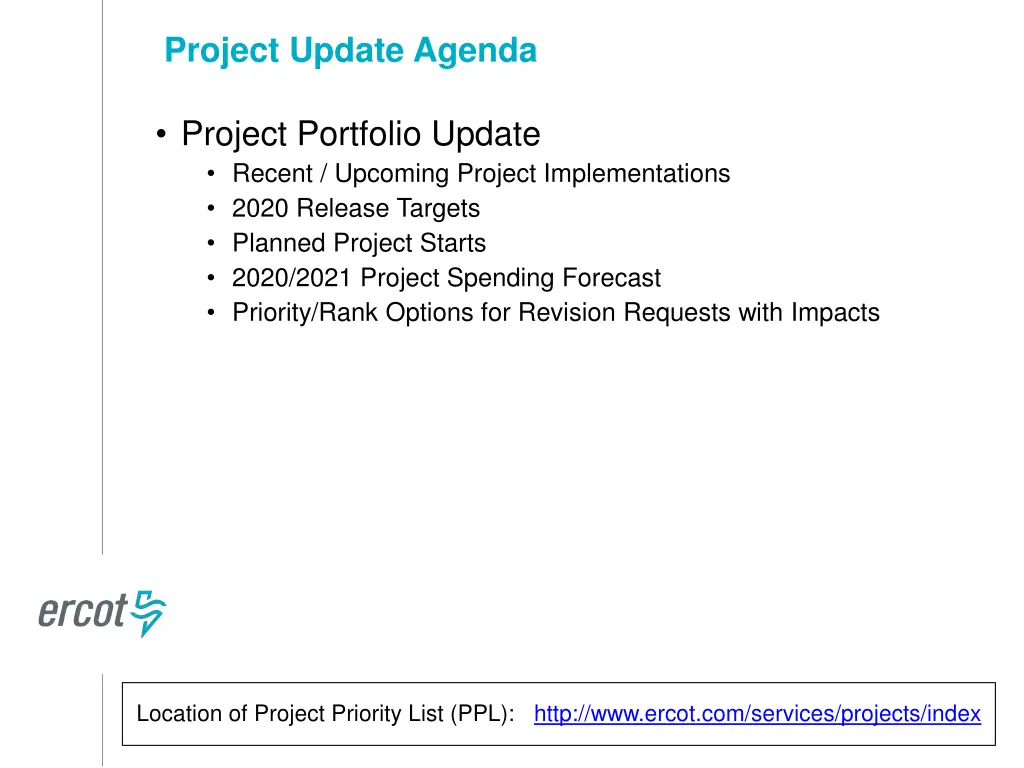 project update agenda