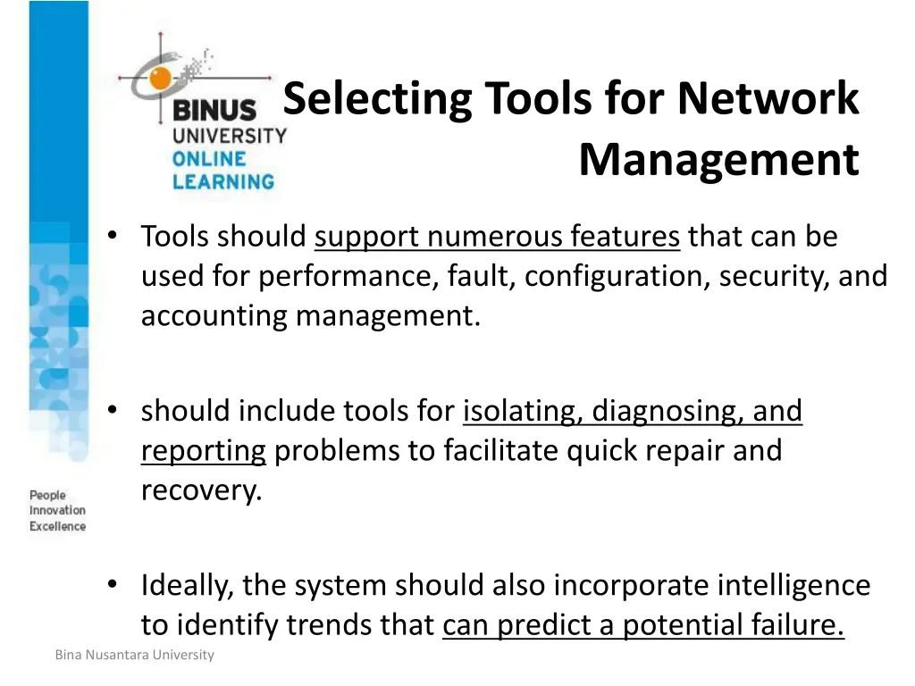 selecting tools for network