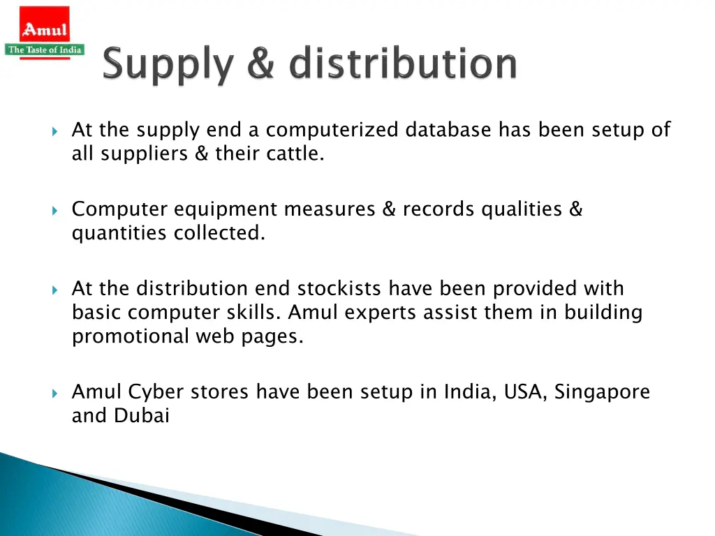 at the supply end a computerized database