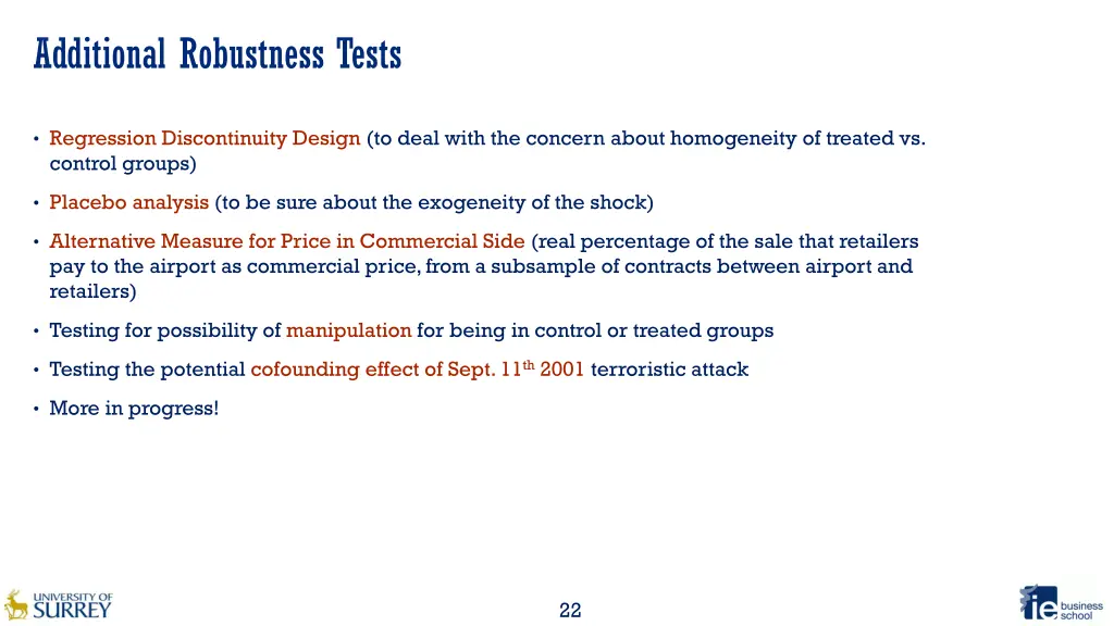 additional robustness tests