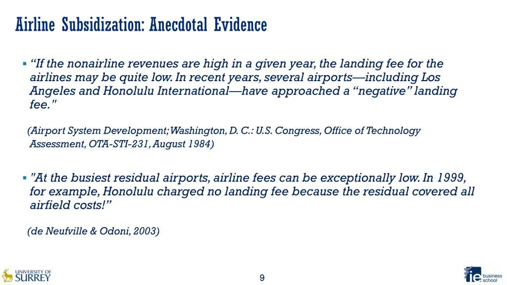 airline subsidization anecdotal evidence