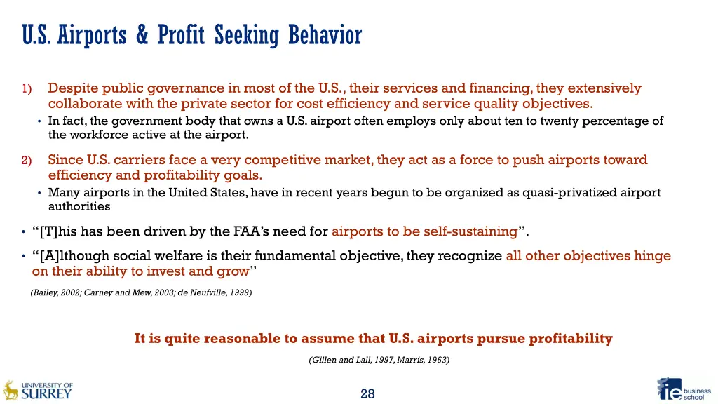 u s airports profit seeking behavior
