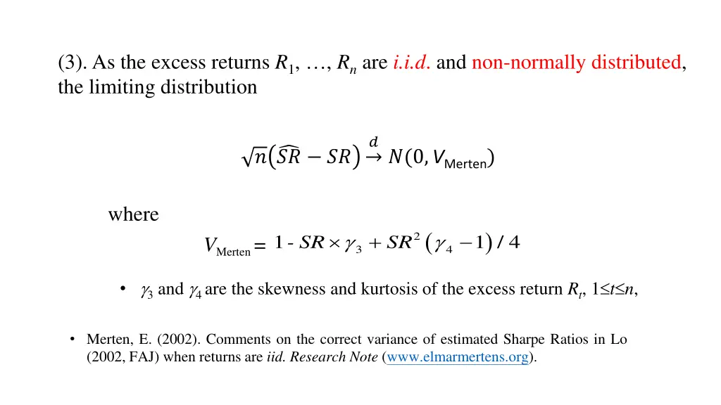 3 as the excess returns