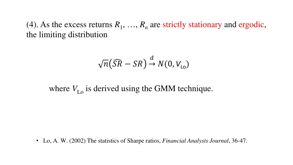 4 as the excess returns r 1 r n are strictly