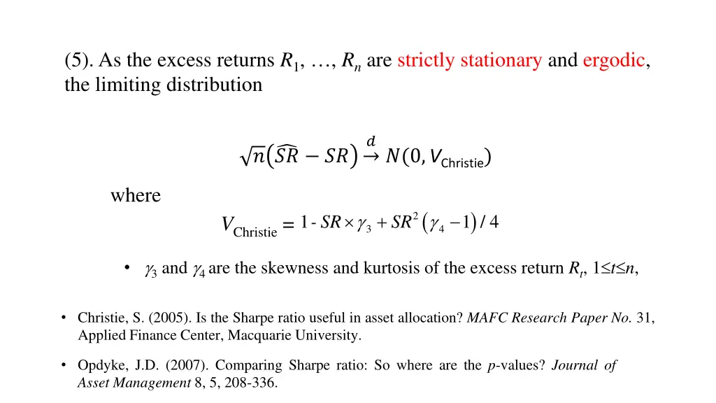 5 as the excess returns r 1 r n are strictly