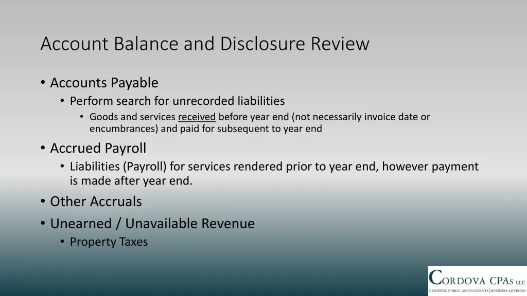 account balance and disclosure review 2