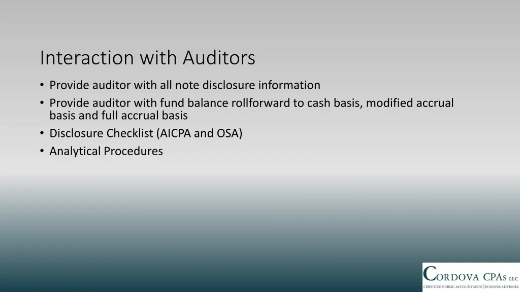 interaction with auditors 1
