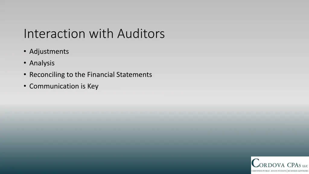 interaction with auditors 2