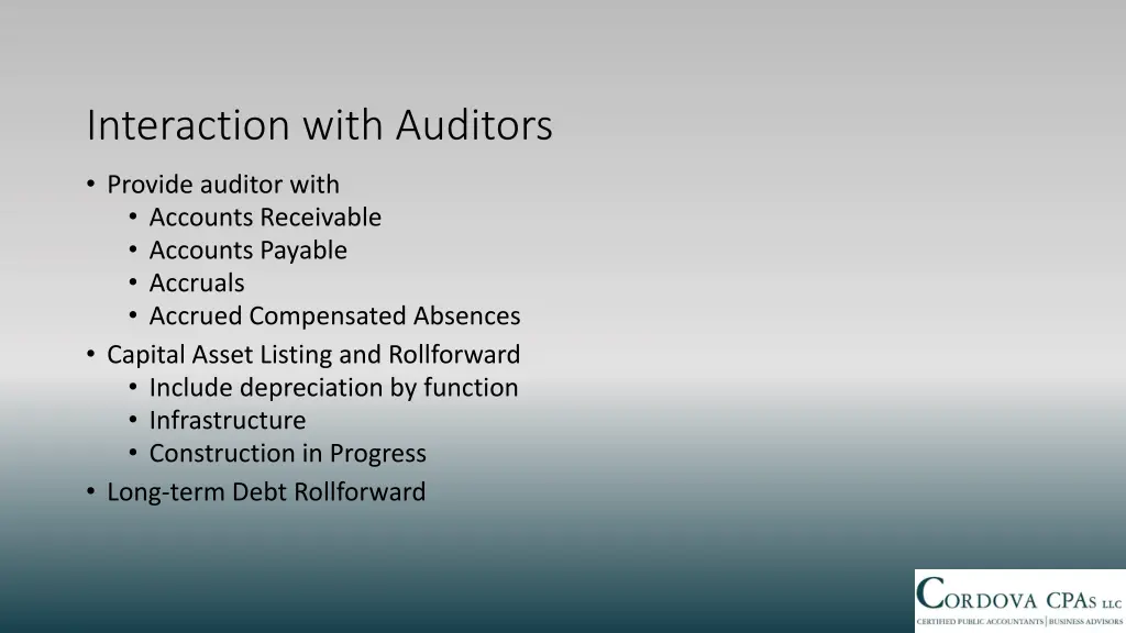 interaction with auditors