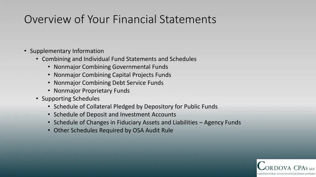 overview of your financial statements