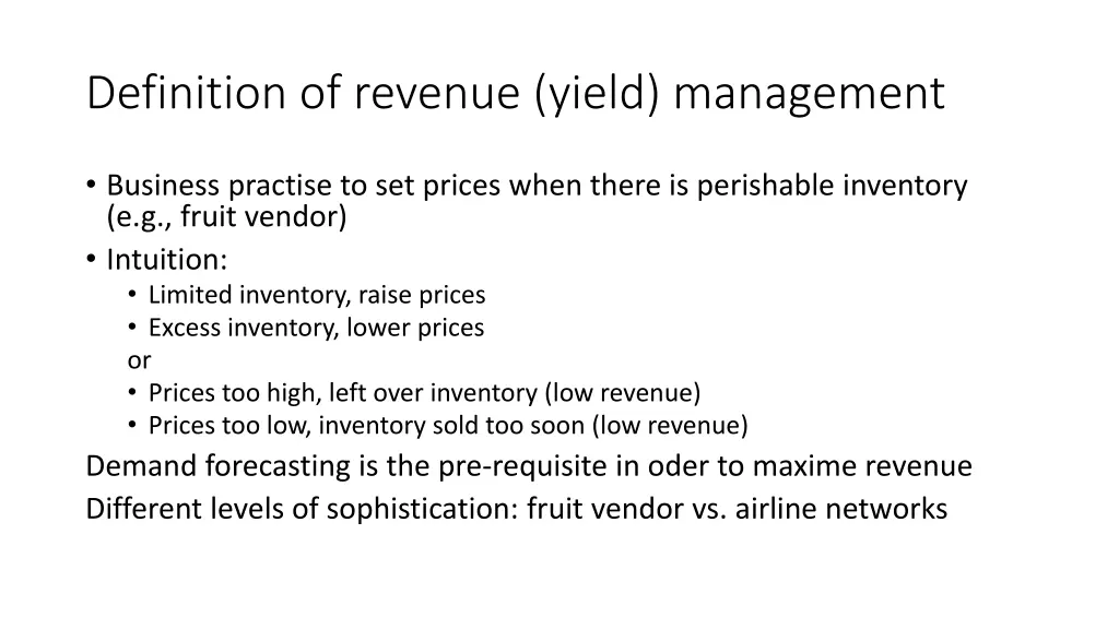 definition of revenue yield management