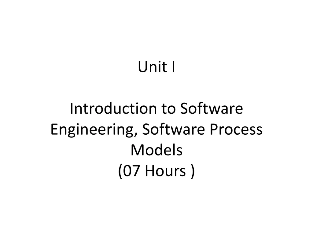 unit i