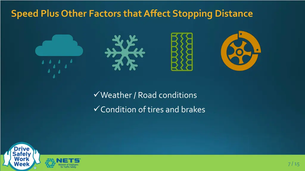 speed plus other factors that affect stopping