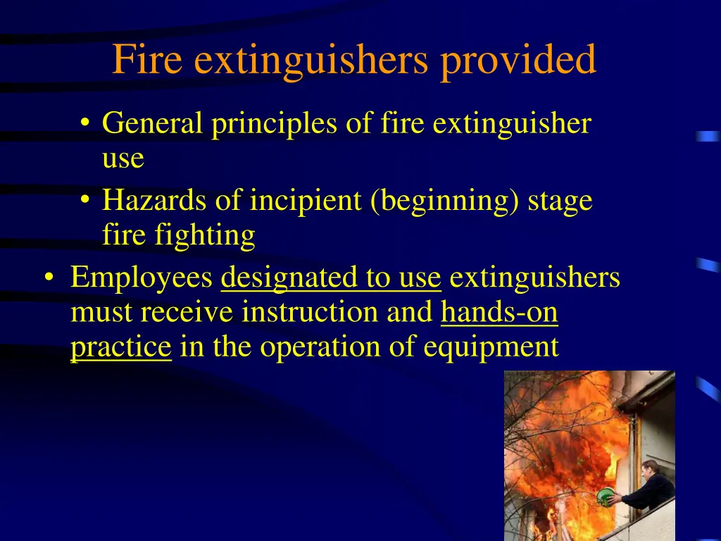fire extinguishers provided